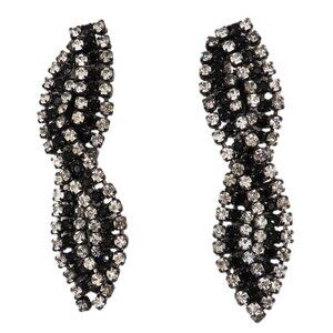 Vintage 1980s Alexis Kirk Japanned Rhinestone Clip Earrings